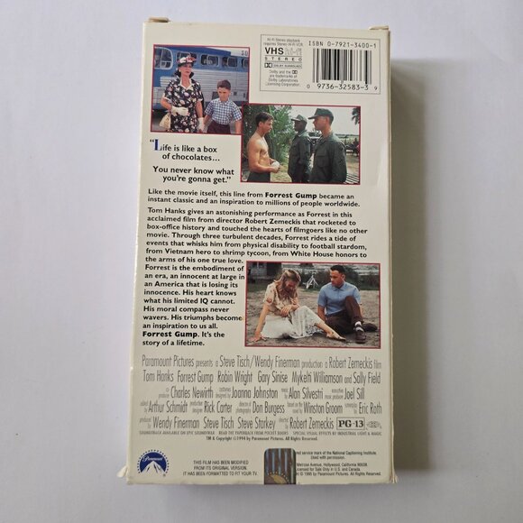 Tom Hanks Is Forrest Gump VHS Tape 1994 Paramount Pictures Drama PG-13 - Picture 9 of 12